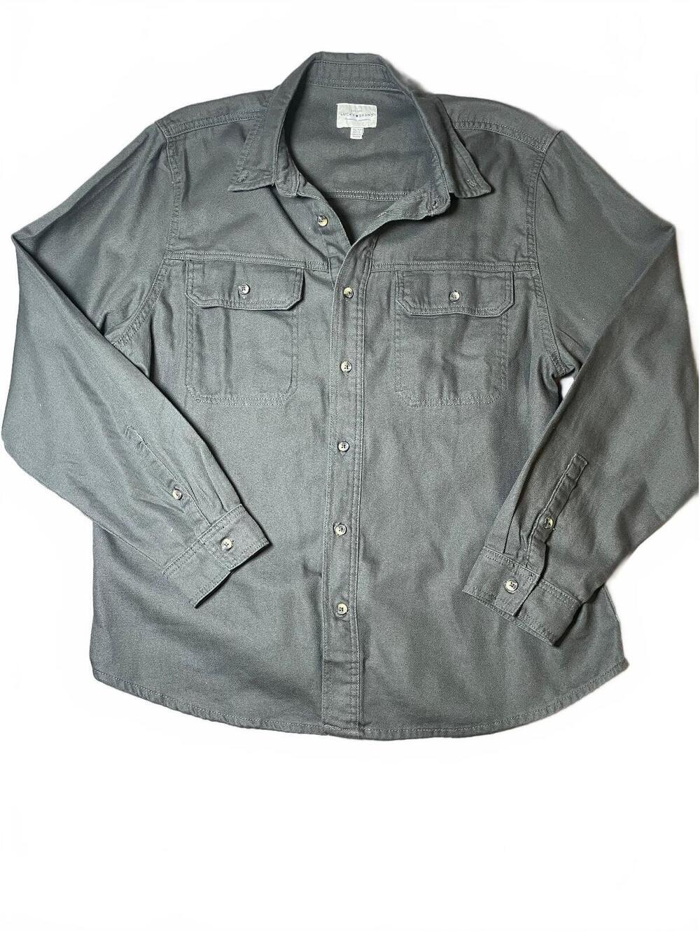 Lucky Brand Men’s Classic Button Down Dark Green medium weight XL-122